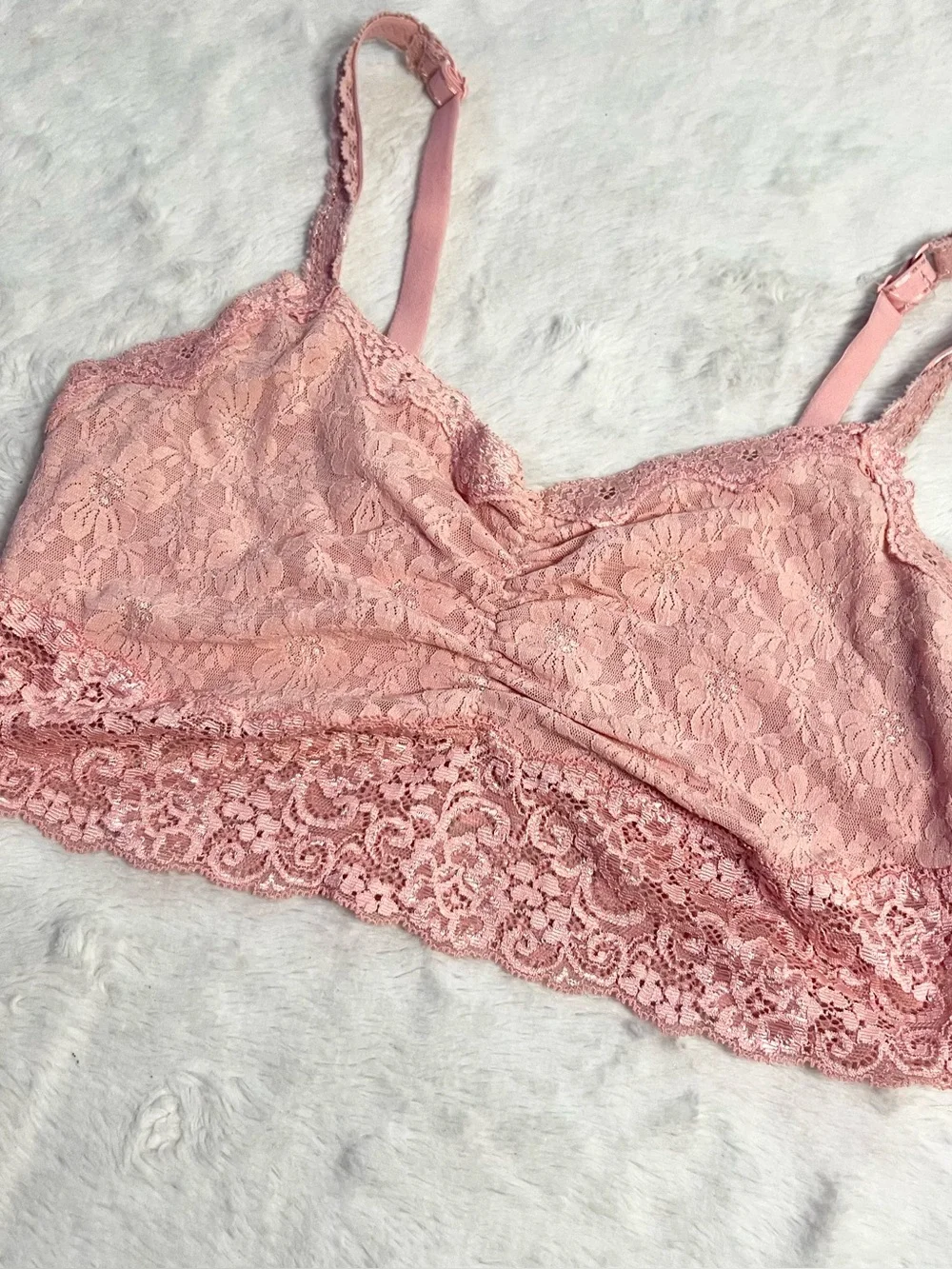 Soma Soft Pink Lace Bralette with Adjustable Straps Size Medium